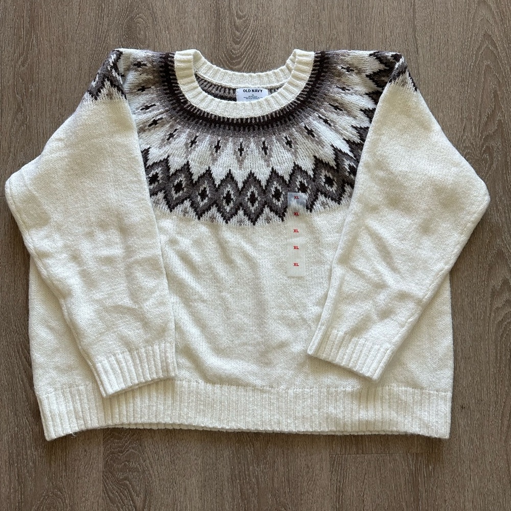 Old Navy Fair Isle Cozy Shaker-Stitch Pullover Sweater Size XL NWT - Picture 3 of 9